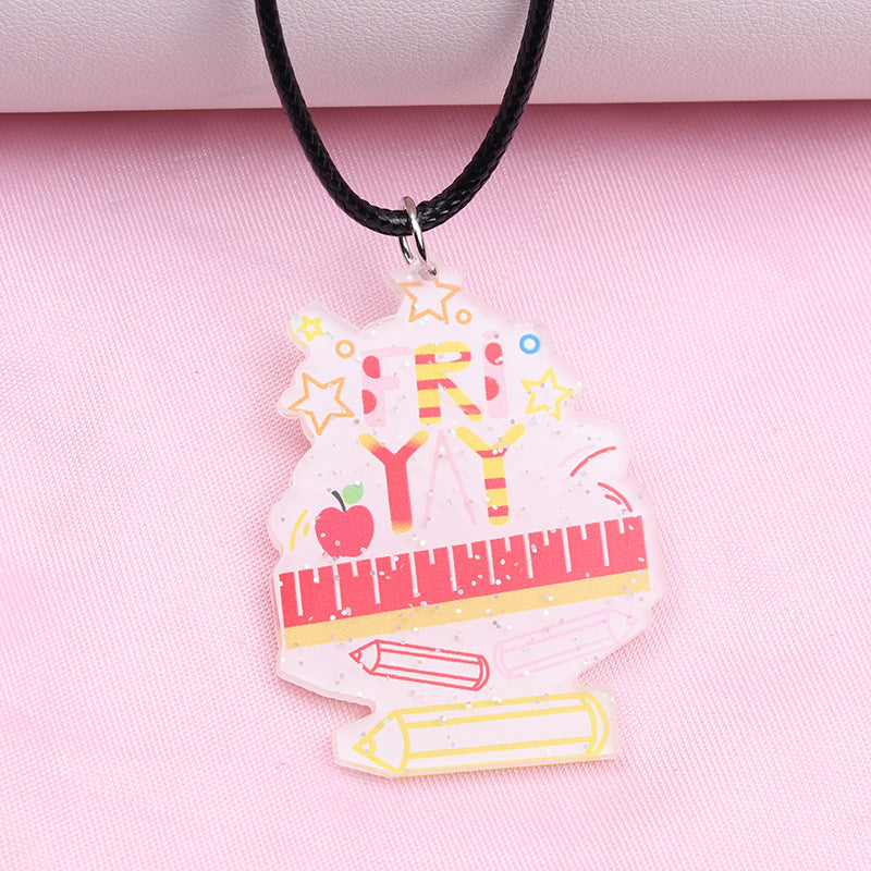 Wholesale Teacher's Day Cartoon Rainbow Acrylic Necklace ACC-NE-DA001