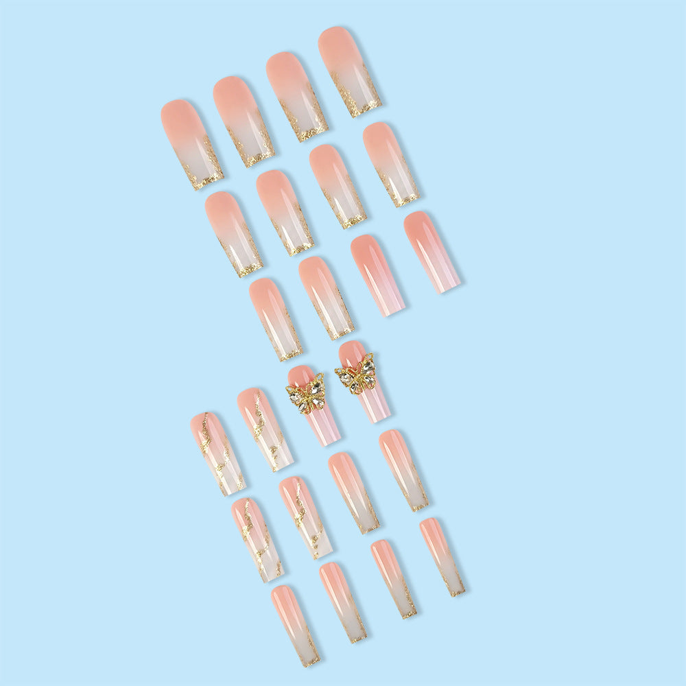 Wholesale 24 Pieces/box White Butterfly Flower Nails Kits Nail Stickers