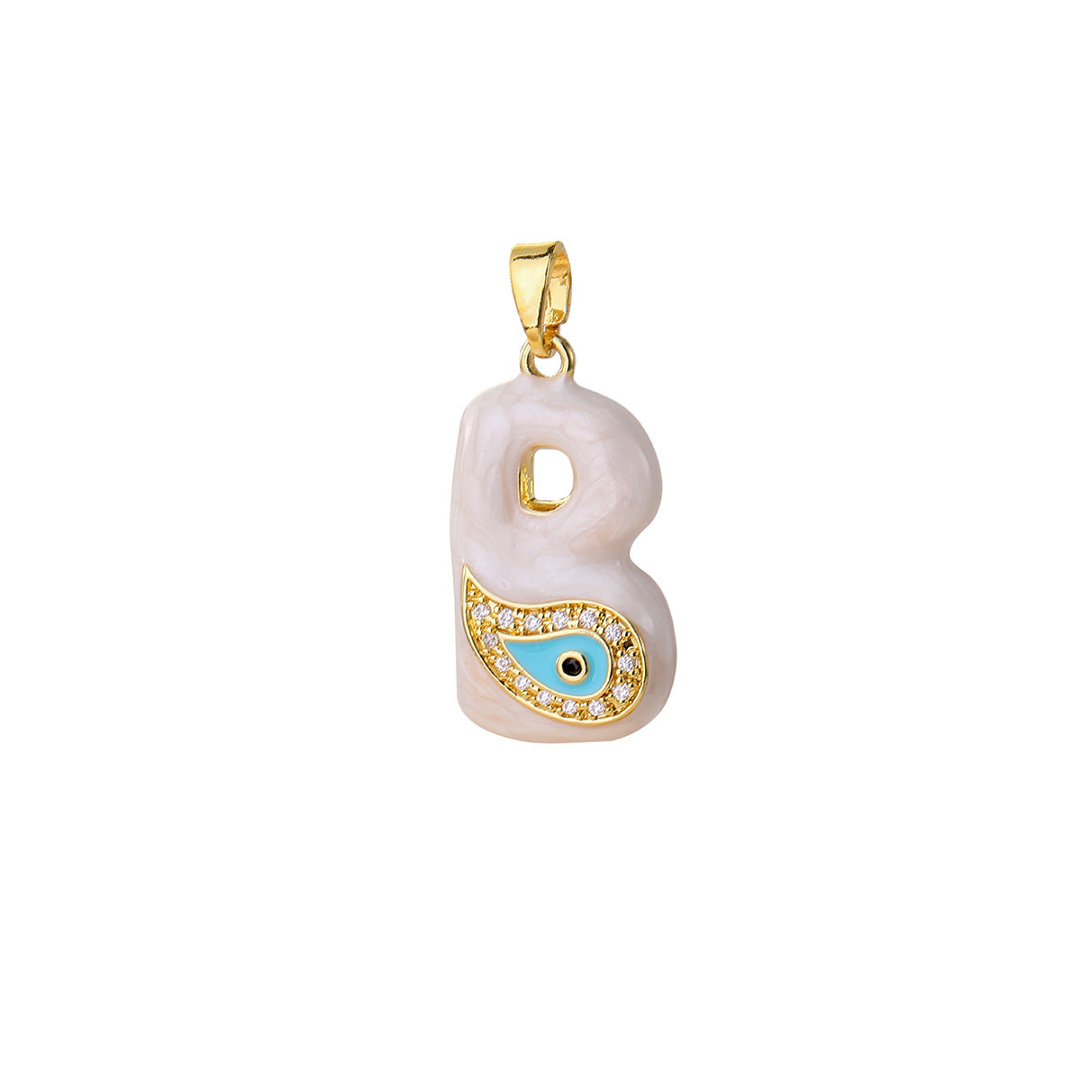 Wholesale Evil Eye Letter Pendant 16K Gold Plated Copper With Zircon Fashion Decorative Accessory DIY Jewelry Charm Boutique Gift Resale