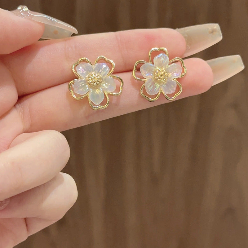 Wholesale 925 silver needle  flower  earrings
