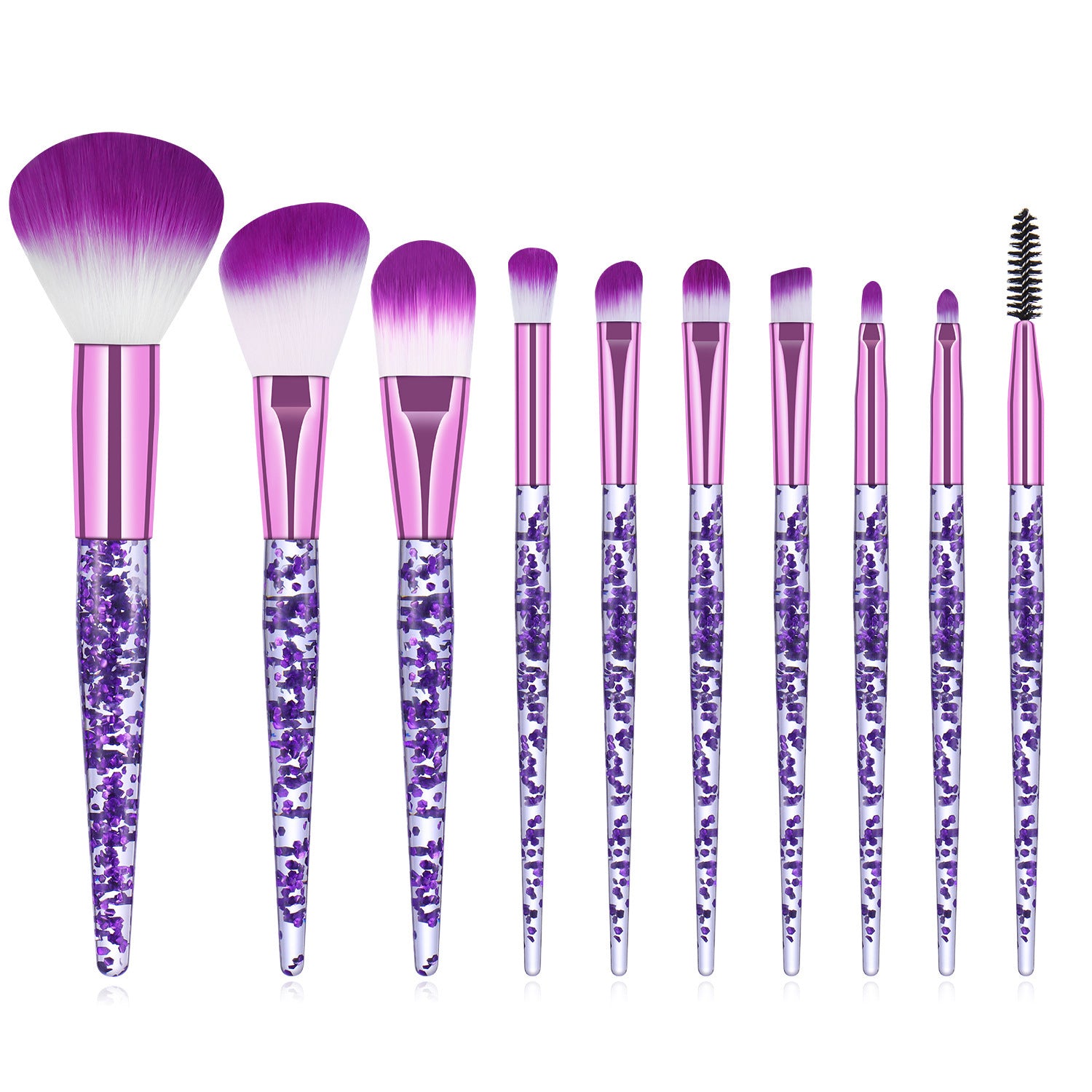 Wholesale Crystal Handle 10pcs/Set Makeup Brush Unicorn Scallion Powder Acrylic Makeup Brush