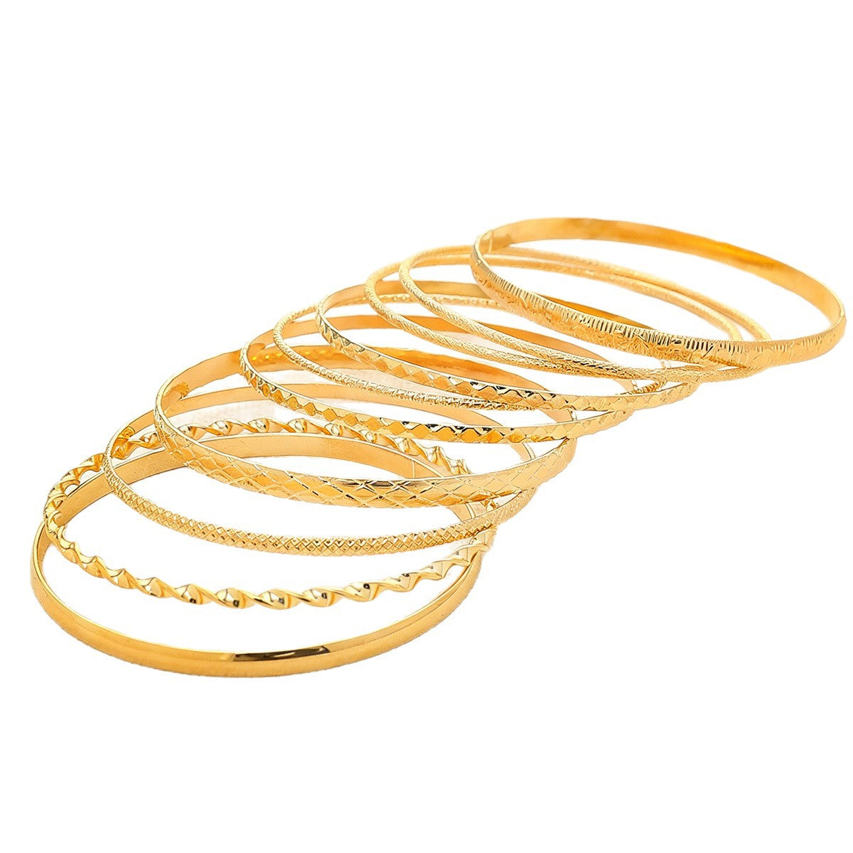 Wholesale Gold Electroplated Stacking Bracelet Set Trendy Women Fashion Accessory Gift Boutique Resale