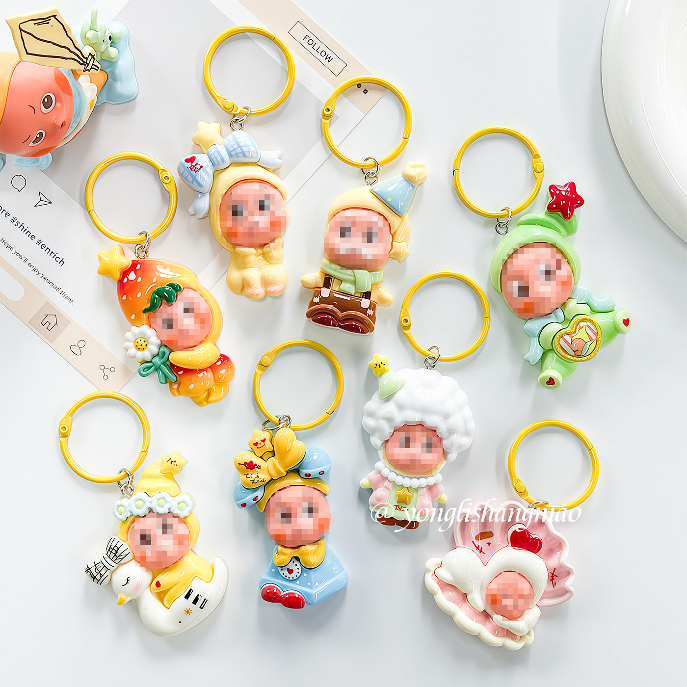 Wholesale Trendy Plastic Resin Star Keychain Bag Charm Gift for Students