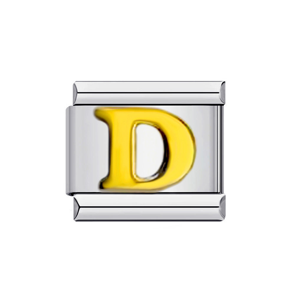 Wholesale Italian Charm Bracelet 9mm DIY Splicing Removable Gold Plated English Letters Stainless Steel Composable Bracelet