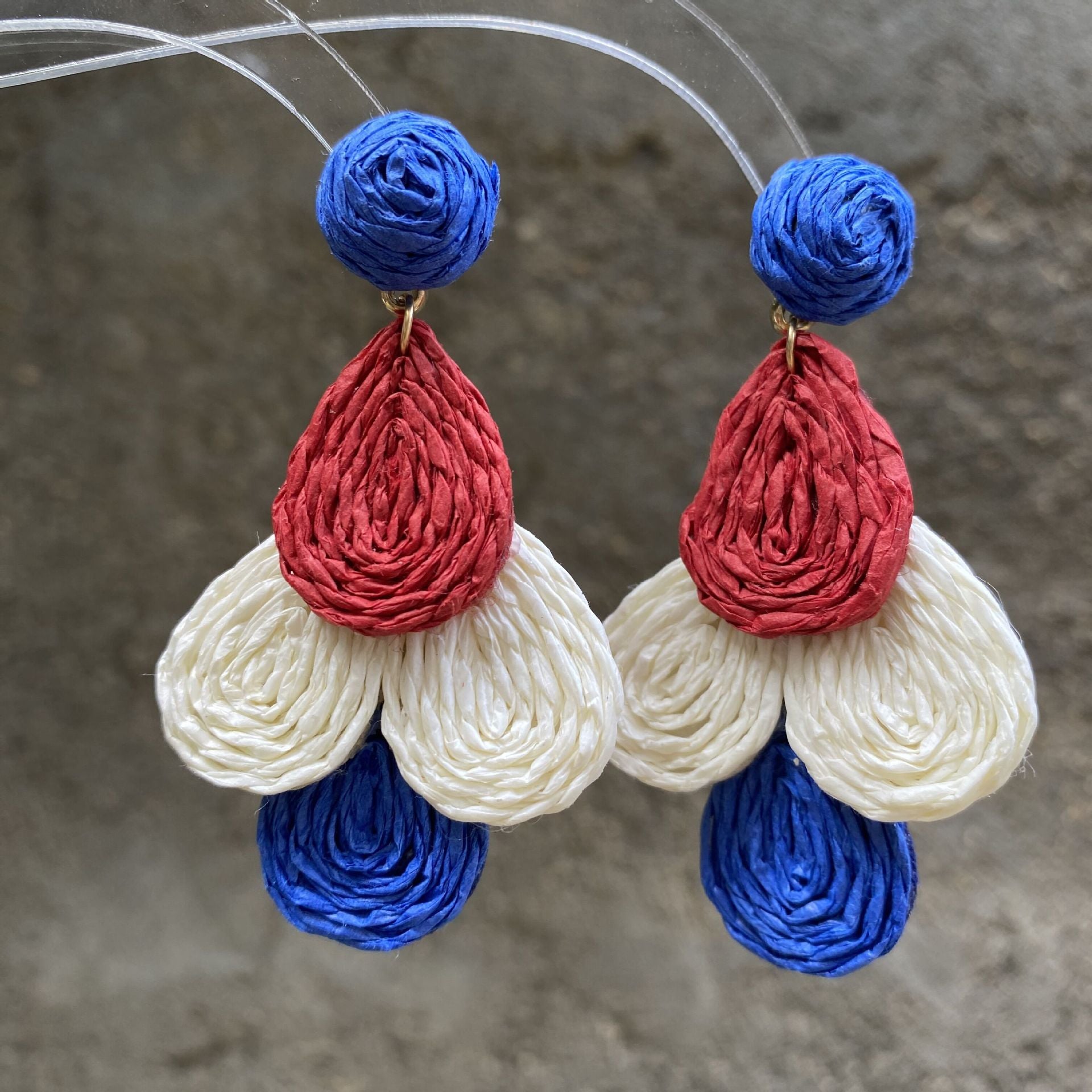 Wholesale American Independence Day Fashionable Minimalist Handwoven Earrings