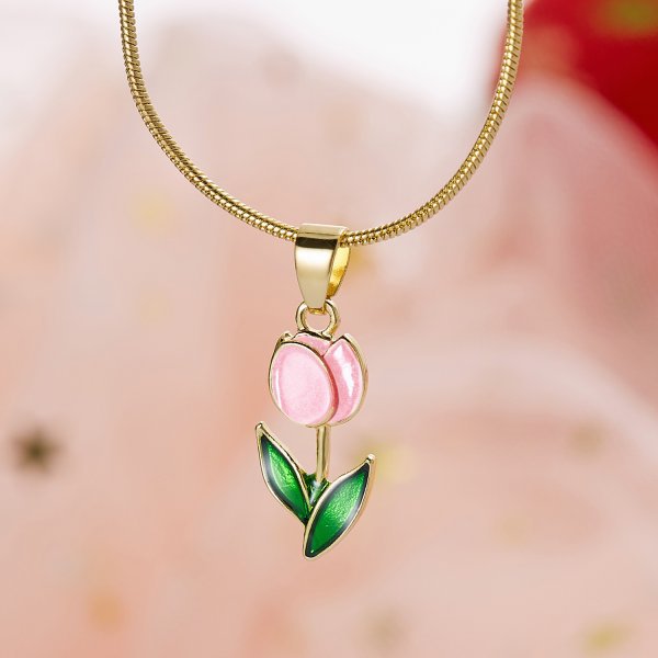 Wholesale  Romantic Tulip Flower Necklace Clavicle Chain