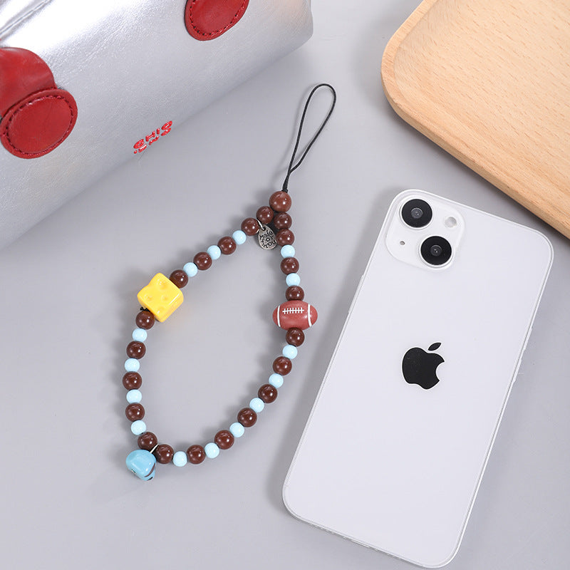 Wholesale Glass Dalmatian Chain Beaded Colorful Acrylic Bead Keychain