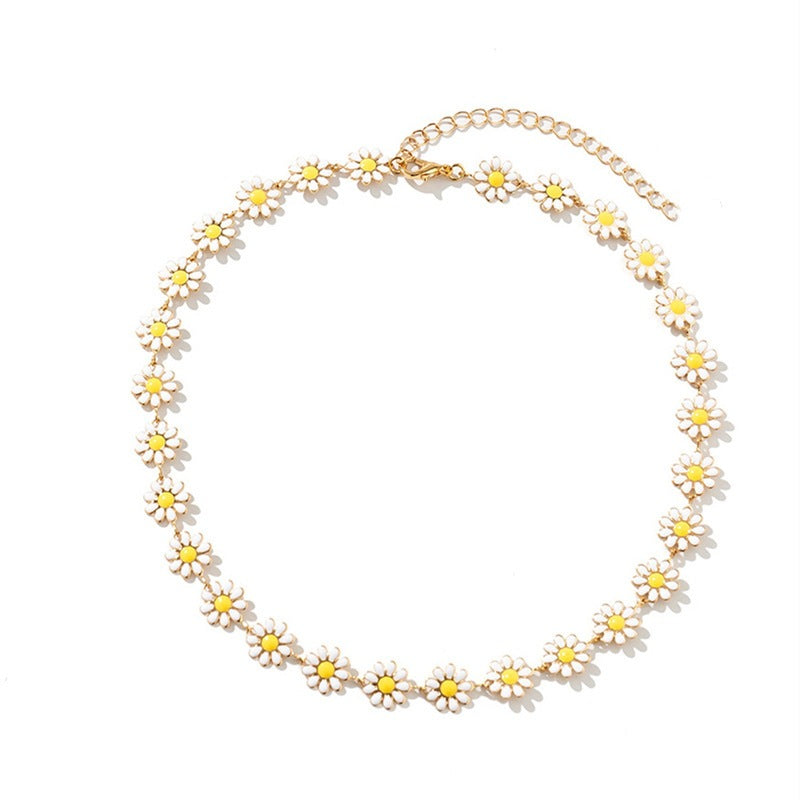Wholesale  Painting Glaze Daisy Flower Necklace