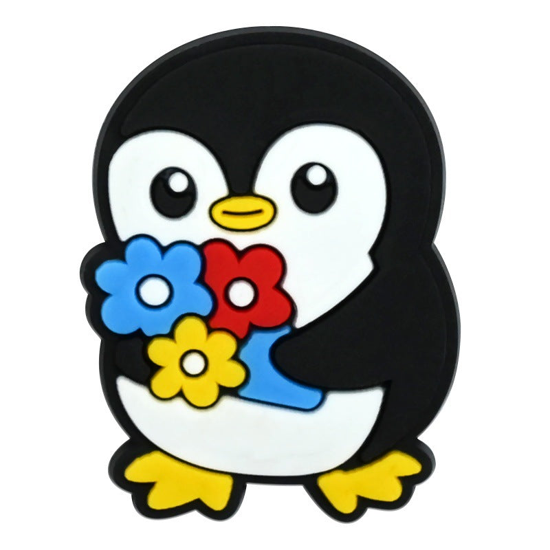 Wholesale   Random 100pcs Creative Cartoon Penguin Series PVC Soft Rubber Shoe Buckle Decoration