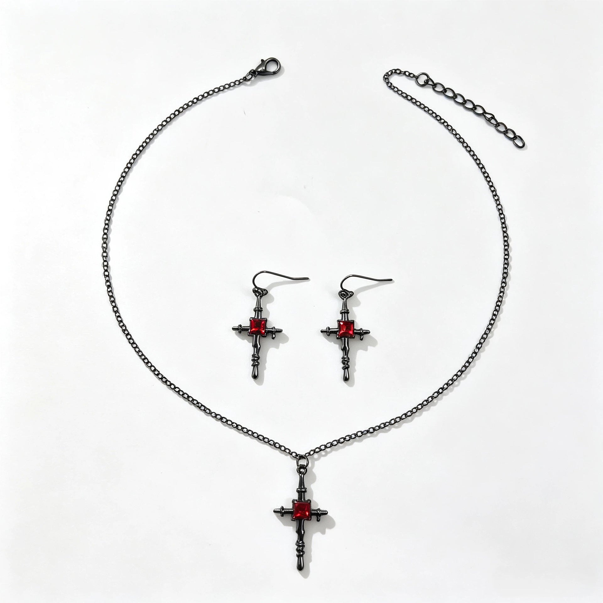 Wholesale Zinc Alloy Electroplated Gothic  Necklace Earrings Set Trendy Jewelry Accessory Gift Boutique Resale