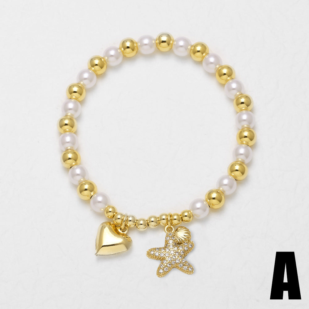 Wholesale Copper Heart Starfish Bracelet