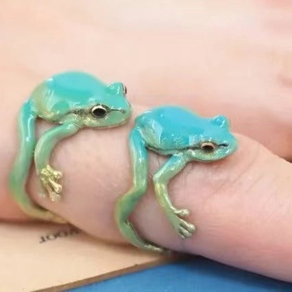 Wholesale Tree Frog Green Funny Frog Open Adjustable Rings ACC-RS-YuanRan001