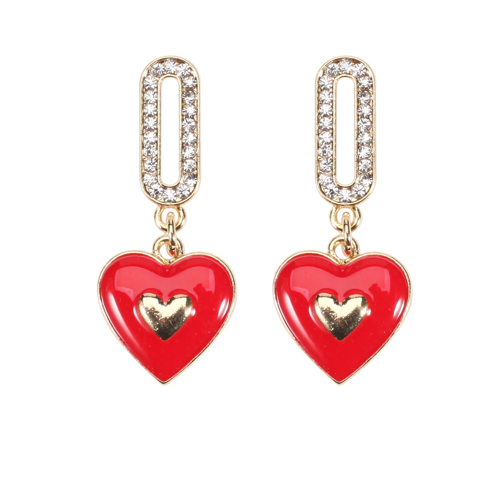Wholesale Valentine' s Day Red Love Rhinestone  Earrings