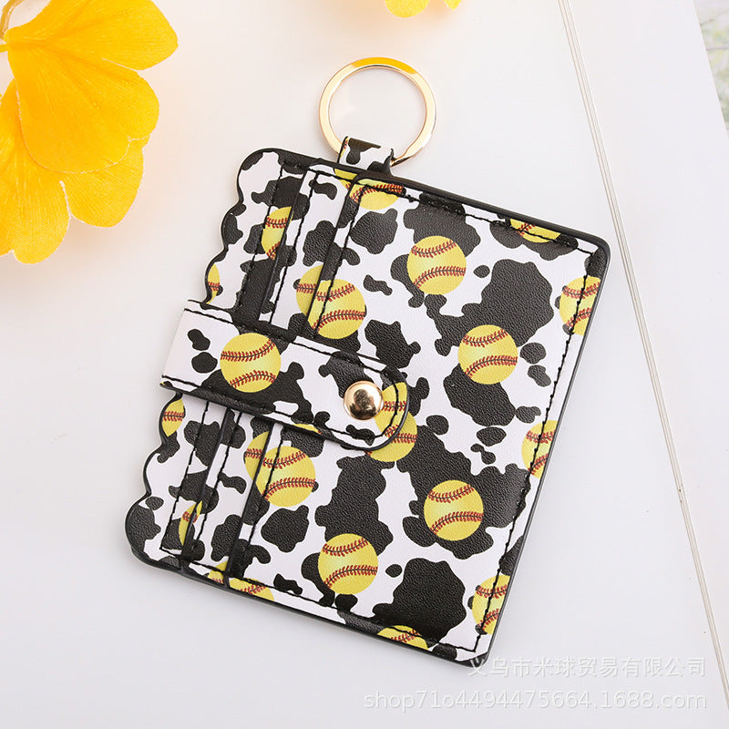 Wholesale Baseball Softball Leopard Print Cow Print PU Pickup Bag Keychain ACC-KC-HaoBao001