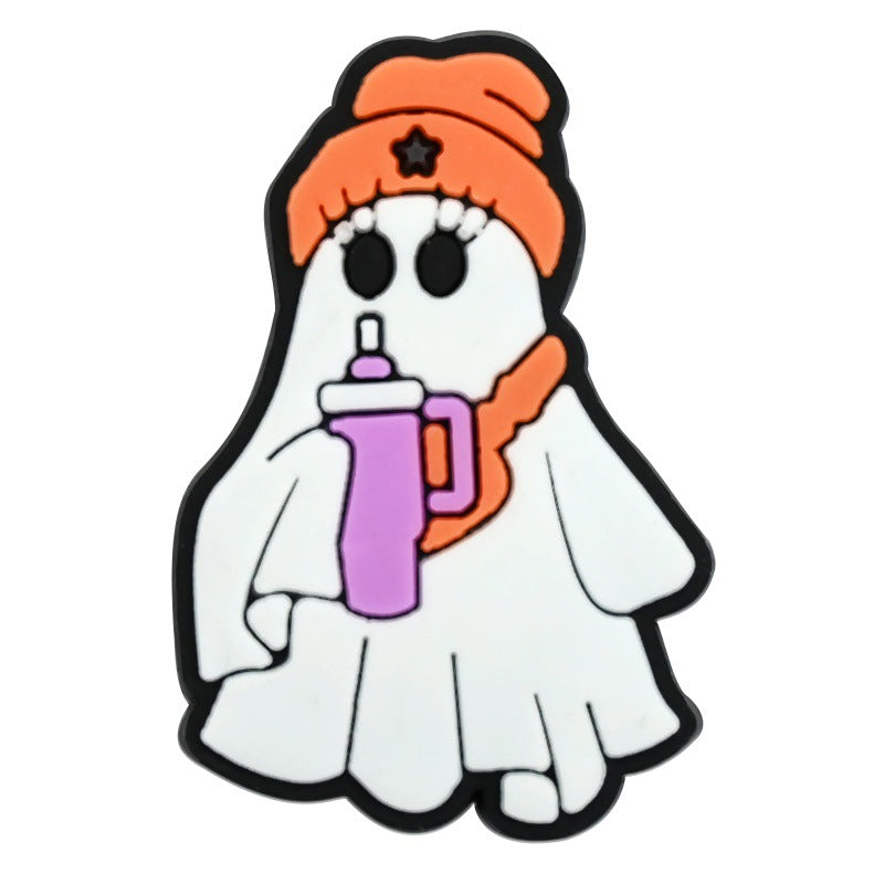 Wholesale Random 100pcs  Series White Ghost Clogs  PVC Soft Rubber Shoe Buckle Decoration