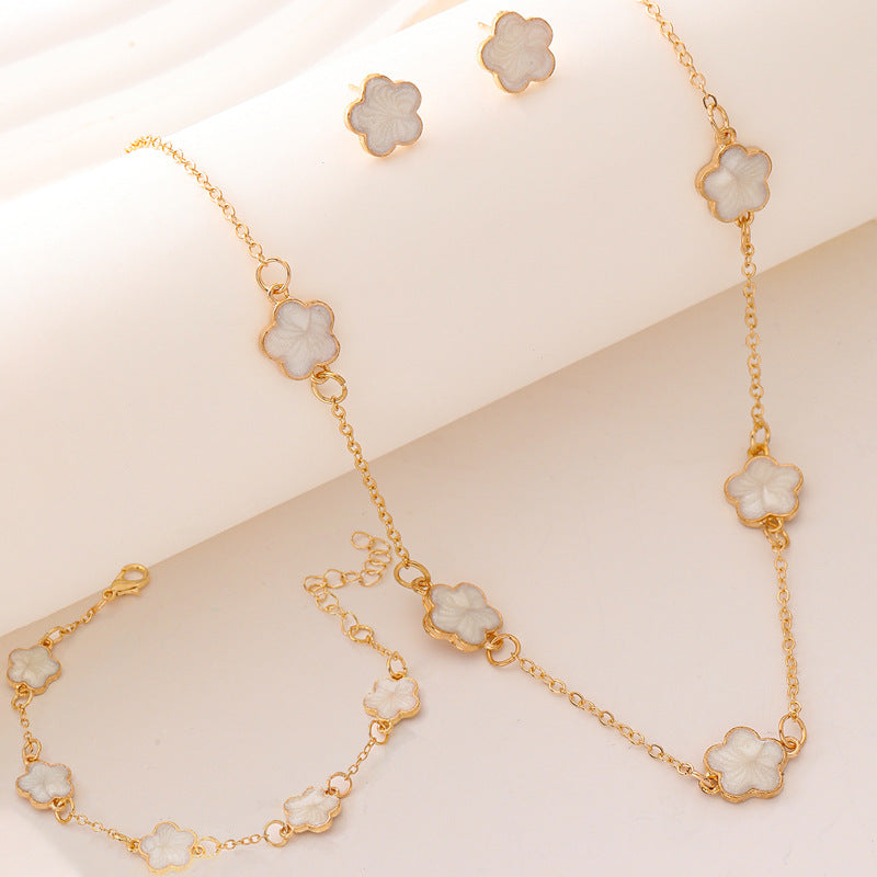Wholesale Clover Necklace Bracelet Earrings 3-piece Sets ACC-NE-ChaoKai011