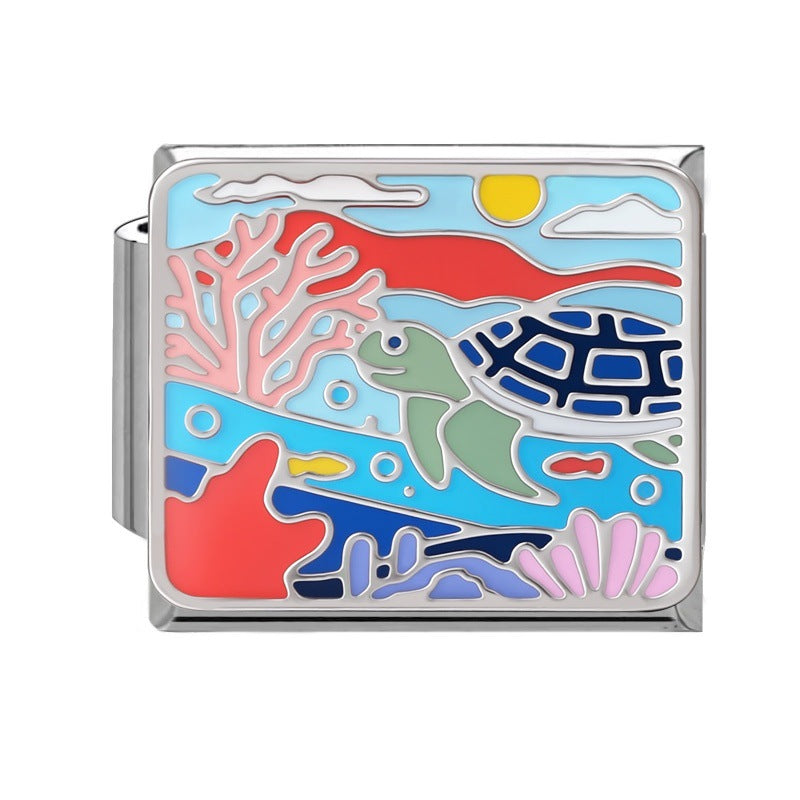Wholesale Italian Style Ocean Animal DIY Bracelet Charm Set Stainless Steel Fashion Accessory Boutique Resale Gift