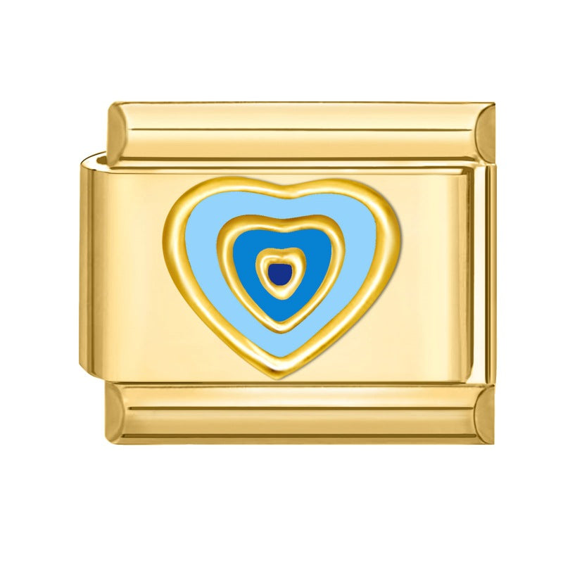 Wholesale Stainless Steel DIY Heart Shaped Bracelet Charms Electroplated Gold Colorful Love Theme Jewelry Making Accessories