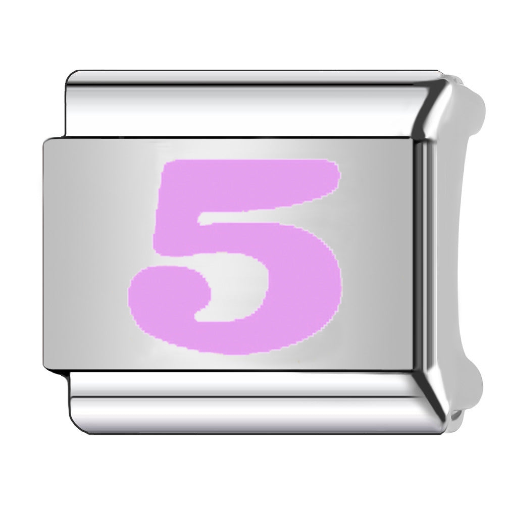 Wholesale Italian Charm Bracelet 9mm DIY Black Arabic  Creative Stainless Steel Composable Bracelet