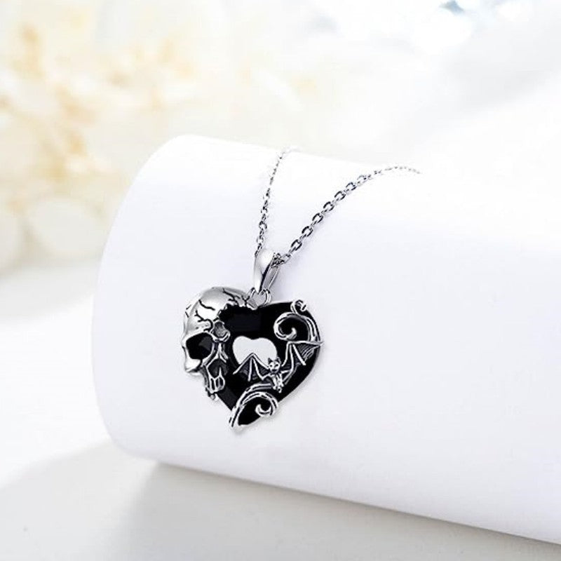 Wholesale Retro Dark Style Design Gothic Love Skull  Necklace