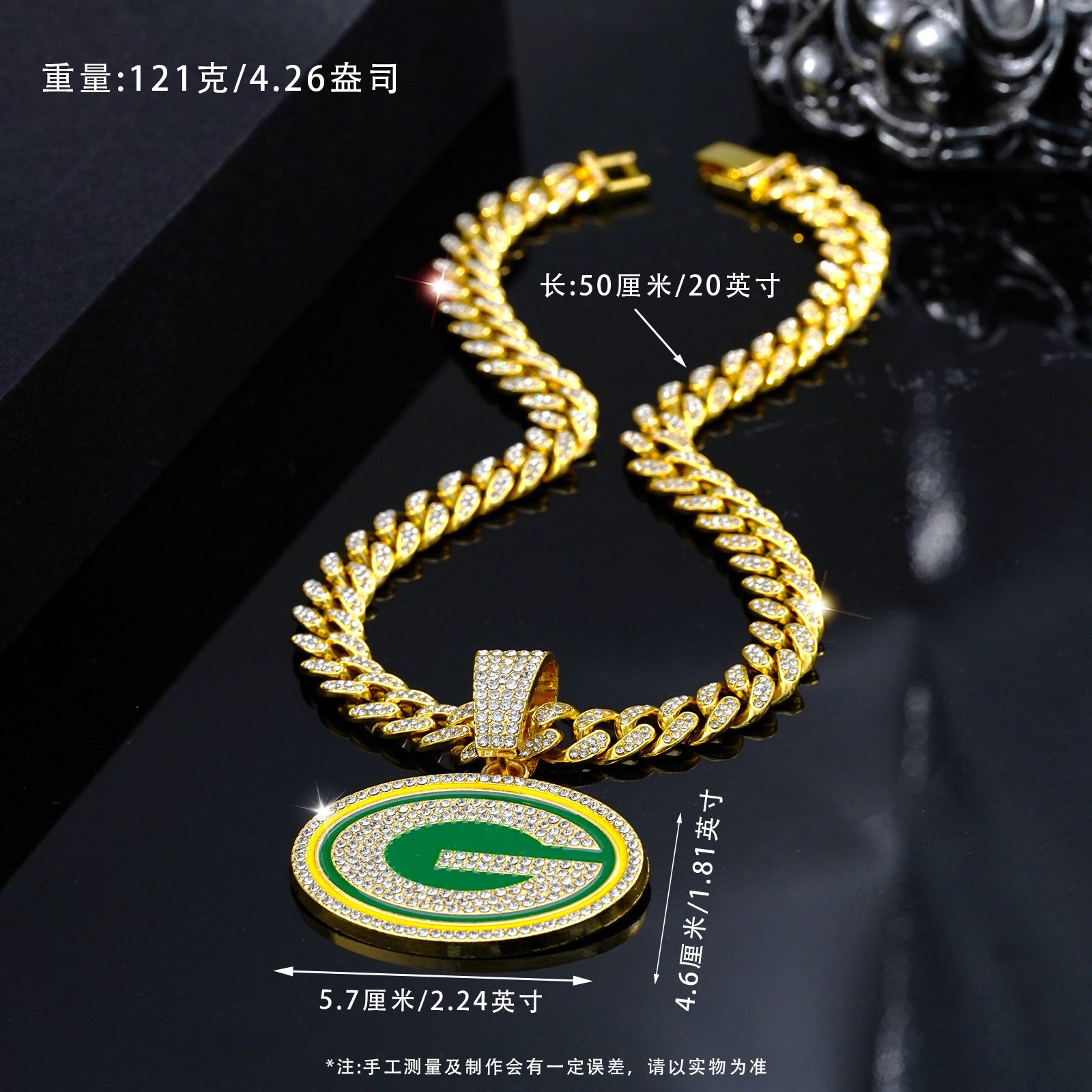 Wholesale Hip-hop diamond Cuban chain oil drop letter G round necklace