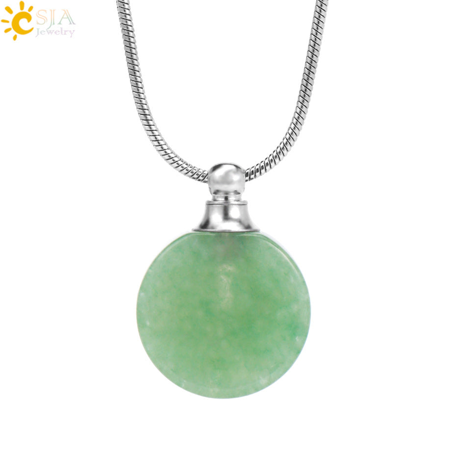 Wholesale Natural Stone Crystal Essential Oil Bottle Pendant Necklace ACC-NE-HuaiShe003