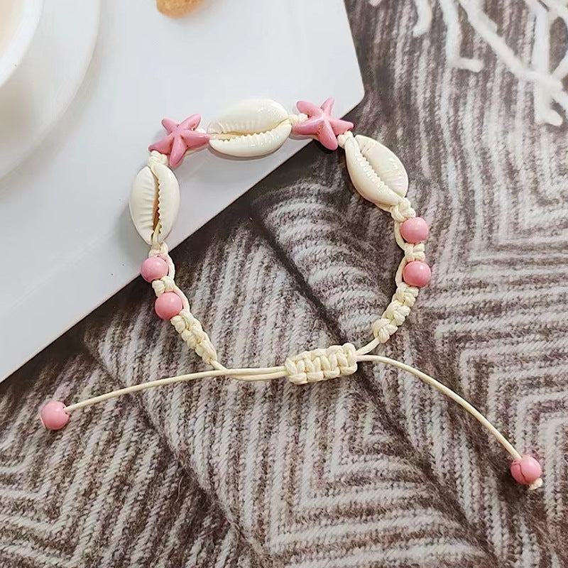 Wholesale Ocean Style Blue Turquoise Beads Natural Shell Handwoven Bracelet ACC-BT-Youl002