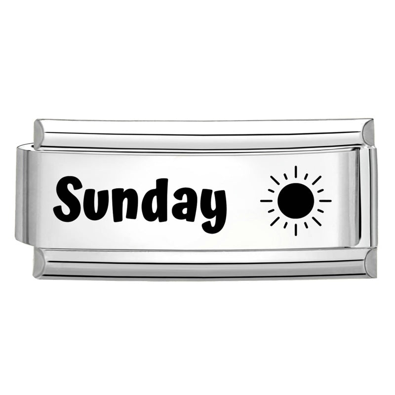 Wholesale Italian Calendar-Themed DIY Modular Bracelet Black White Stainless Steel for Jewelry Accessory Everyday Wear