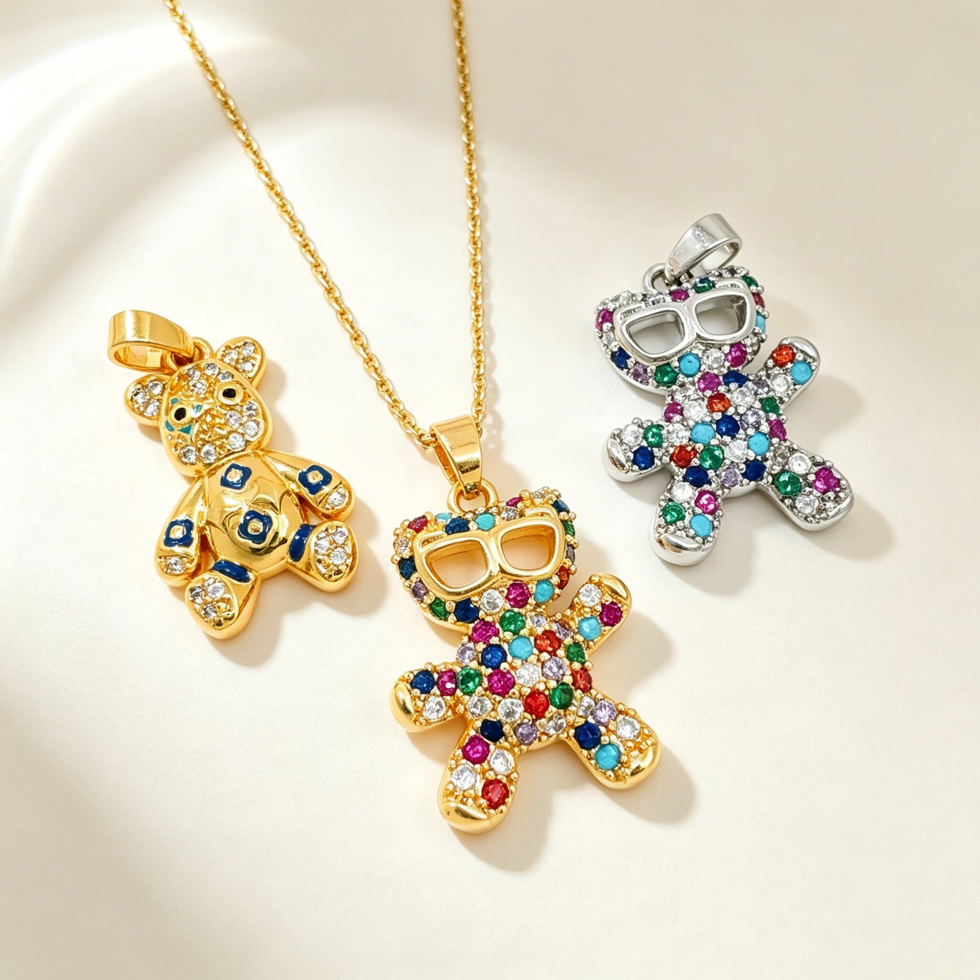 Wholesale Gold Plated Copper Bear Pendant Necklace