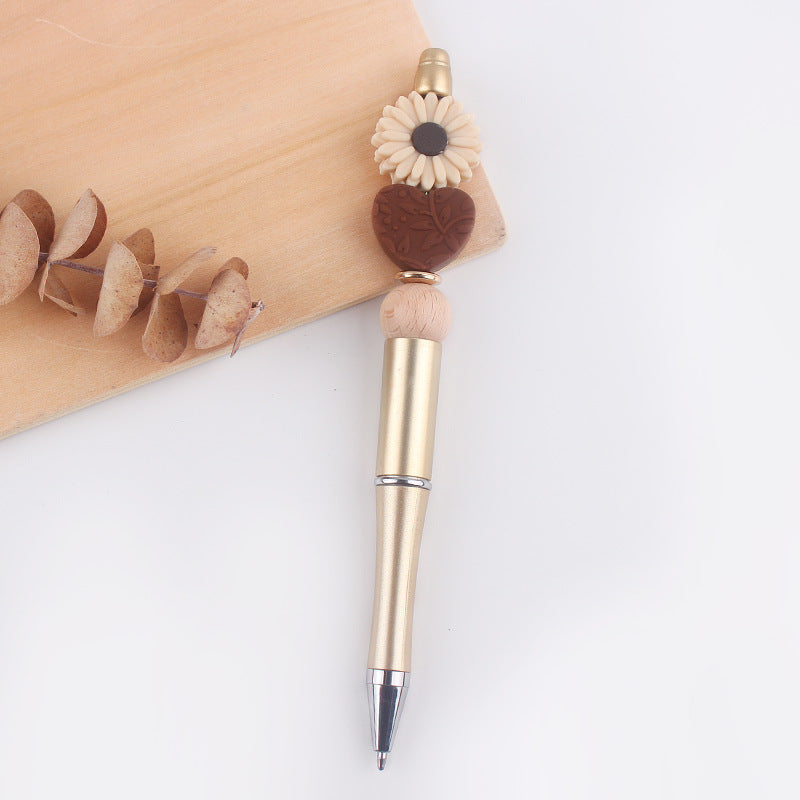 Wholesale beaded pen creative DIY cartoon daisy love silicone gum beaded pen