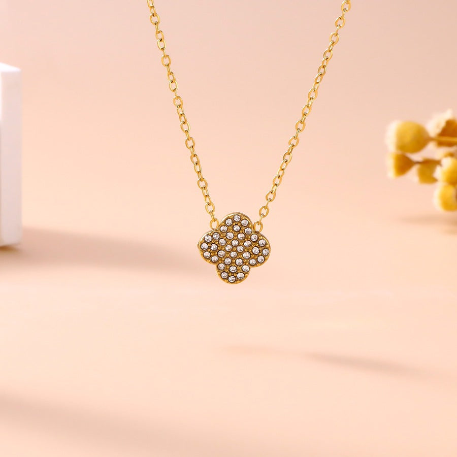 Wholesale Light Luxury Diamond Accent Lucky Four-Leaf Clover Jewelry Set in Titanium Steel - Boutique Resale