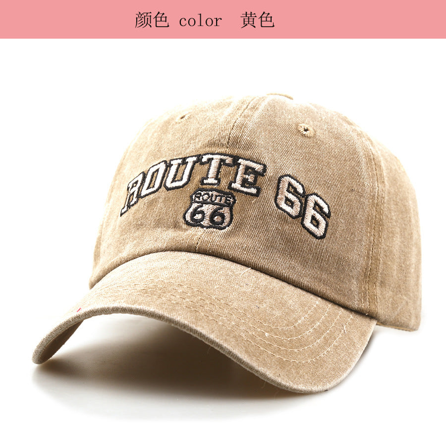 Wholesale Stylish Black Baseball Cap with Route 66 Letter Embroidery,  Outdoor Sun Protection Hat for Sports,  All-Season Casual,  Boutique Resale
