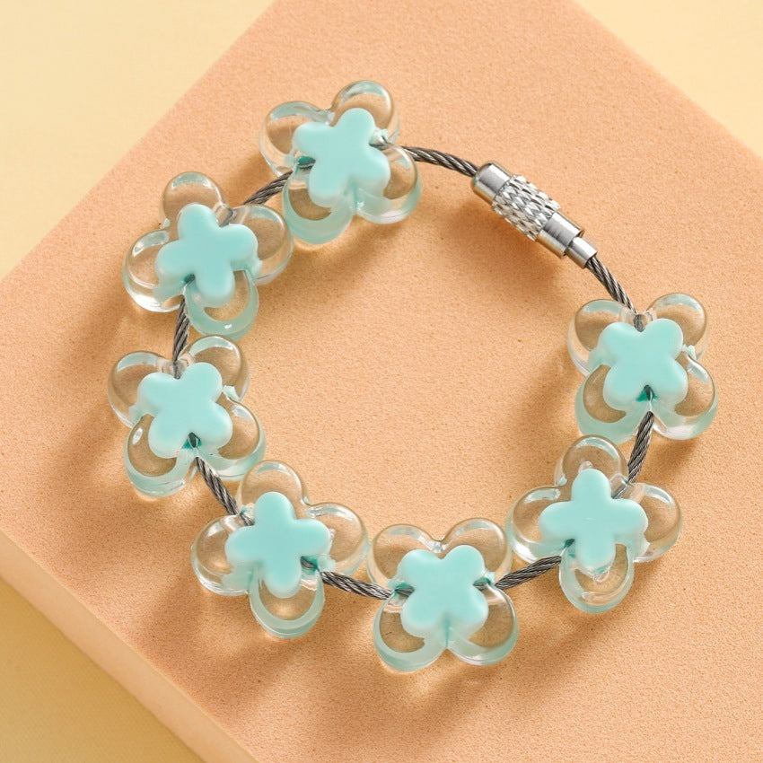 Wholesale Acrylic Dopamine Colored Flower Bracelet Keychain ACC-KC-RongRui025