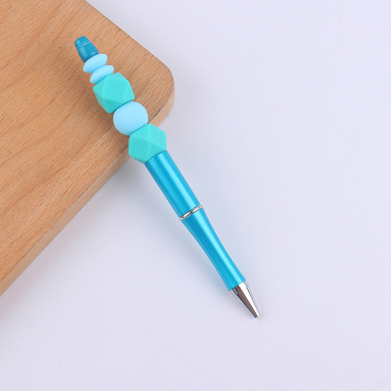 Wholesale  beaded pen creative DIY silicone beads contrast color beaded pen