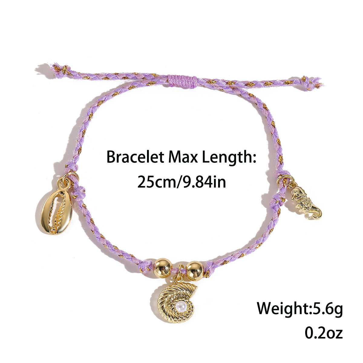 Wholesale Ocean Themed Handmade Braided Bracelet Adjustable Shell Conch Charm Unisex Everyday Wear