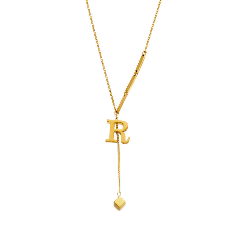 Wholesale square titanium steel letter necklace