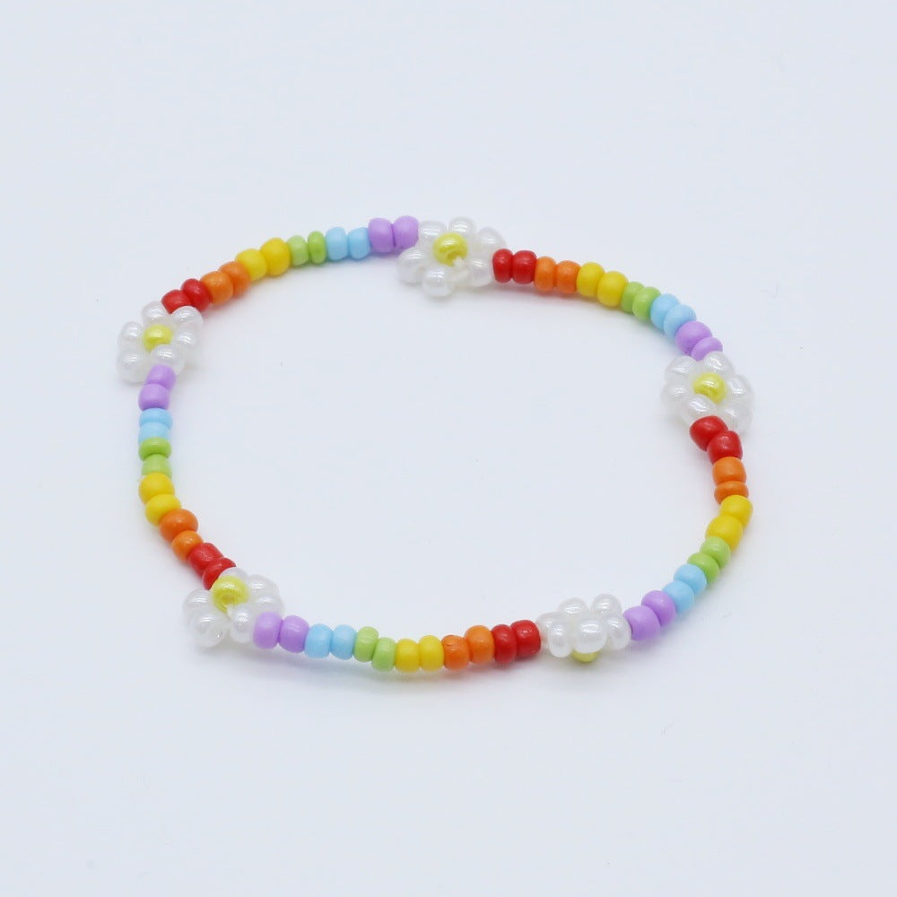 Wholesale  flower rice beads elastic rope beaded bracelet