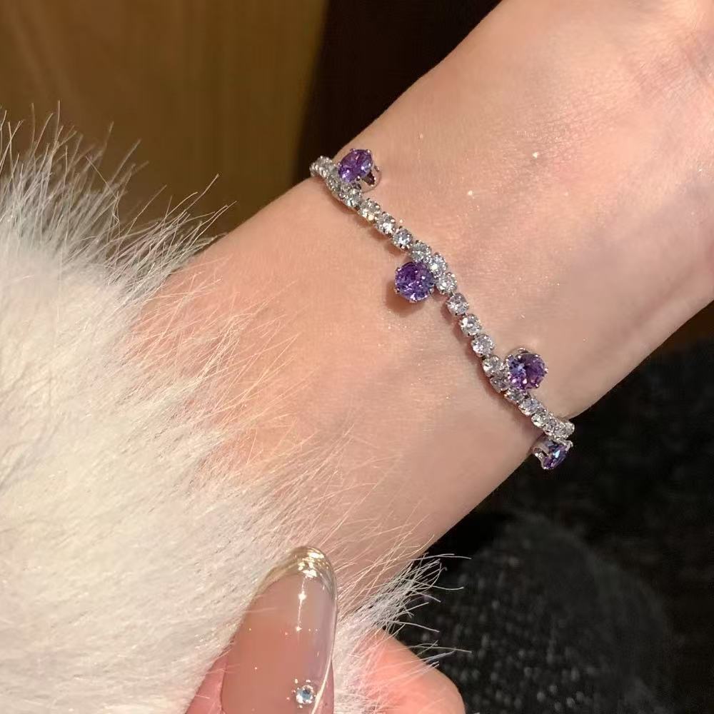 Wholesale Alloy Electroplated Grape Purple Irregular Diamond Bracelet Women' s Jewelry Accessory