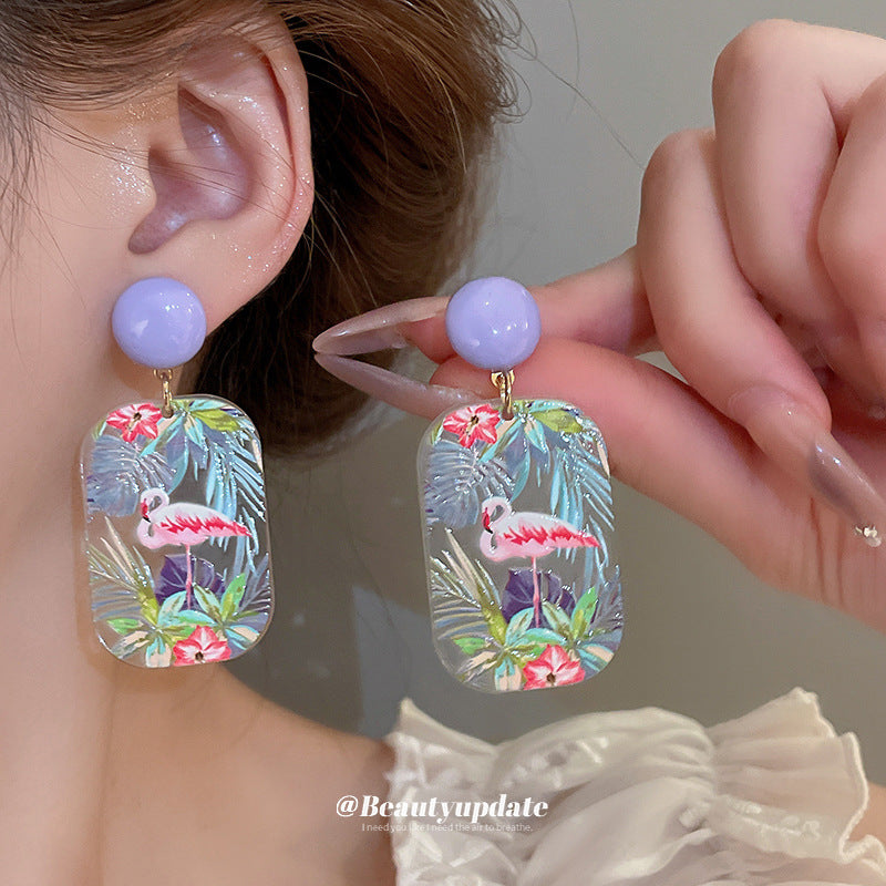 Wholesale Aesthetic French Style Oil Painting Sunflower Earrings