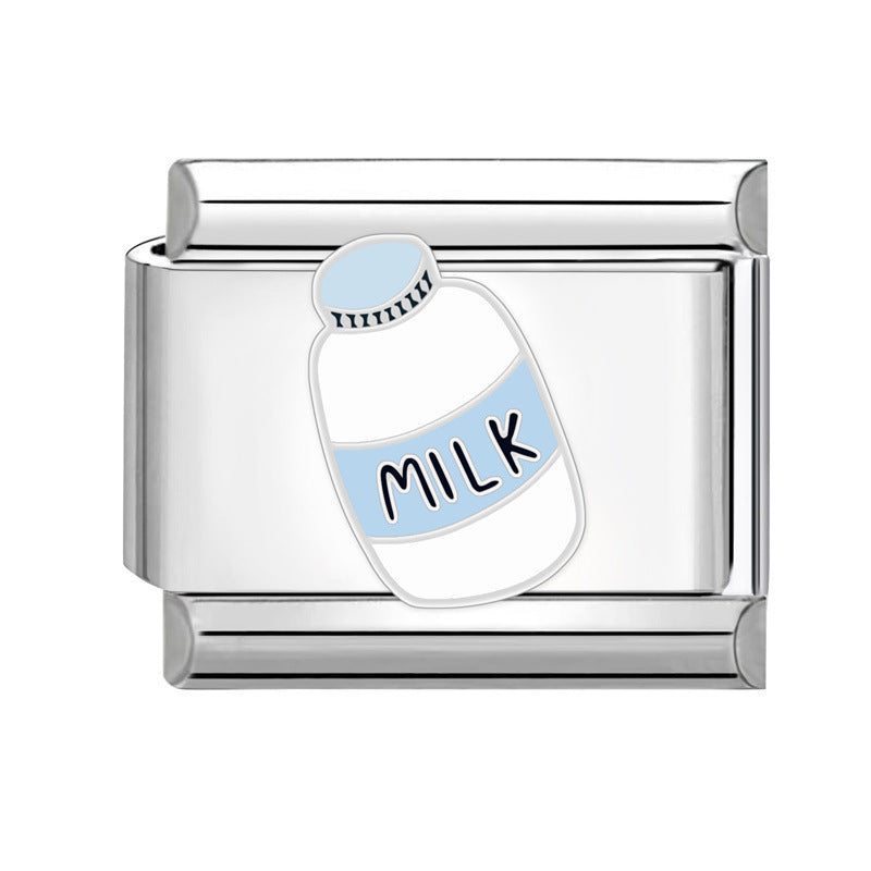 Wholesale Italian Charm Bracelet 9mm DIY Splicing Cute Dessert Titanium Steel Composable Bracelet