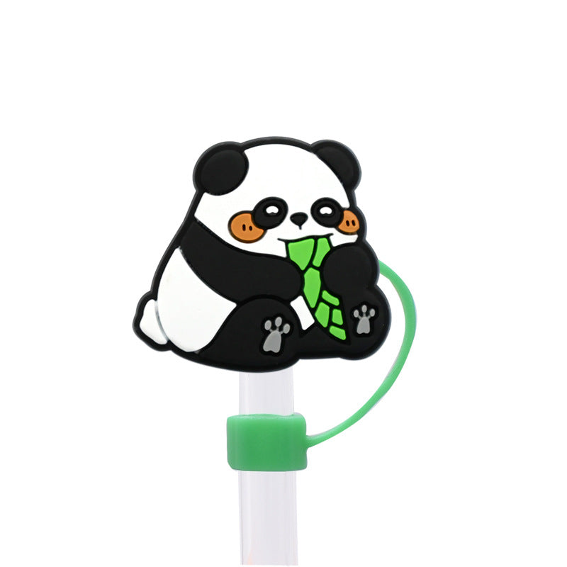 Wholesale Random 100pcs Cute Cartoon Panda Straw Cover 10MM Straw Tube Cap