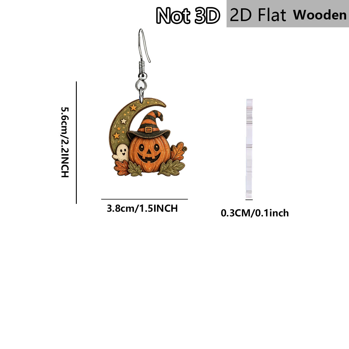 Wholesale Wooden  Earrings Crescent Witch Hat Pumpkin Ghost Maple Leaf Star Painted Dangle Earrings For Party And Gift