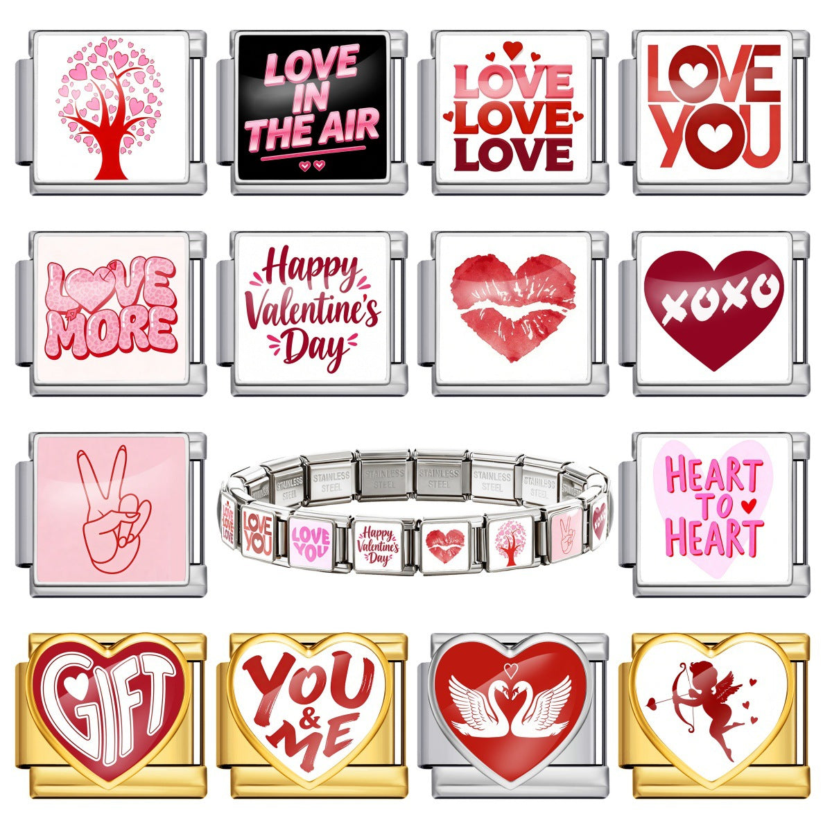 Wholesale Valentine' s Day Stainless Steel Modular Bracelets DIY Fashion Accessory Gift