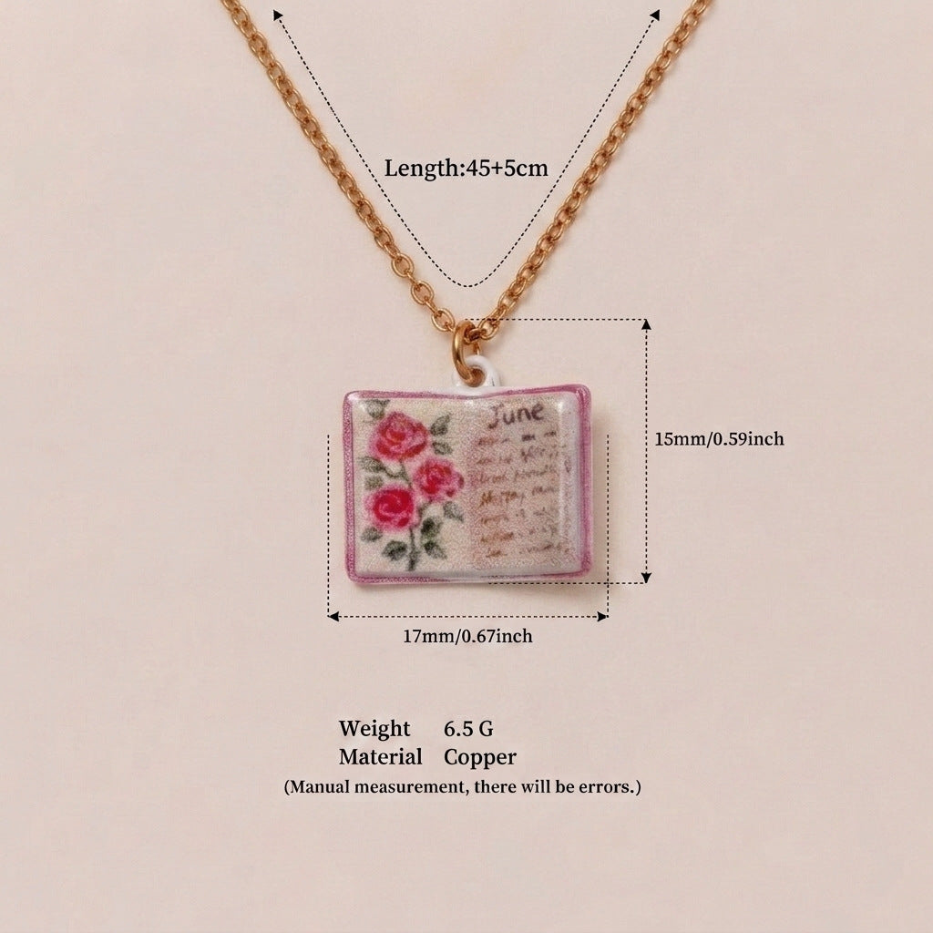 Wholesale Retro Book Pendant Necklace Stylish Copper Design With Everyday Appeal Casual Fashion Accessory Gift