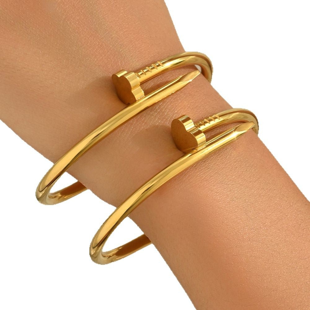Wholesale Electroplated Titanium Steel 2 Piece Bracelet Set