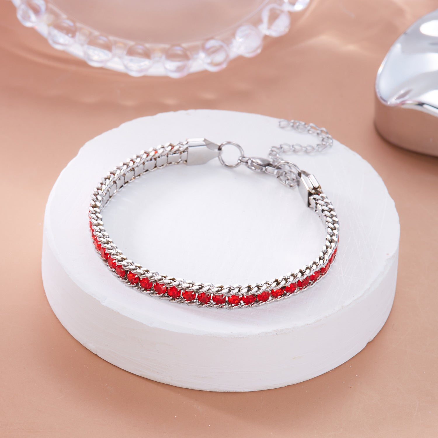 Wholesale Stainless Steel Diamond Bracelet Color Zircon Rhinestone Claw Chain