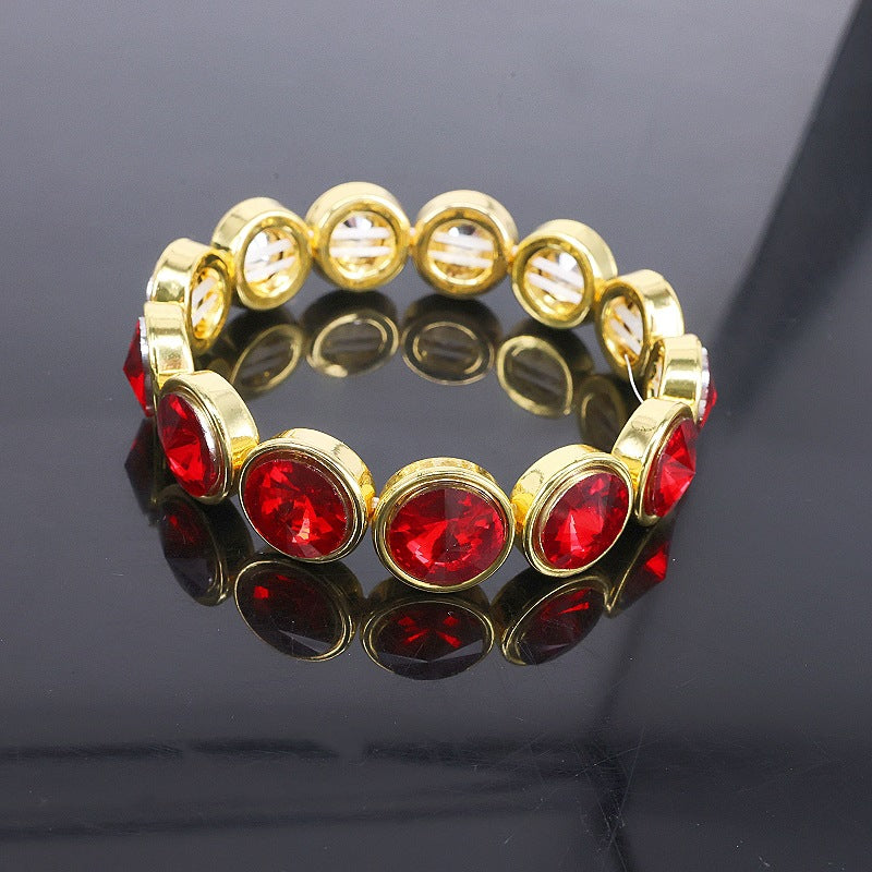 Wholesale Vacation Style Gold Electroplated Zinc Alloy Colored Glass Bracelet,  Modern Jewelry Accessory