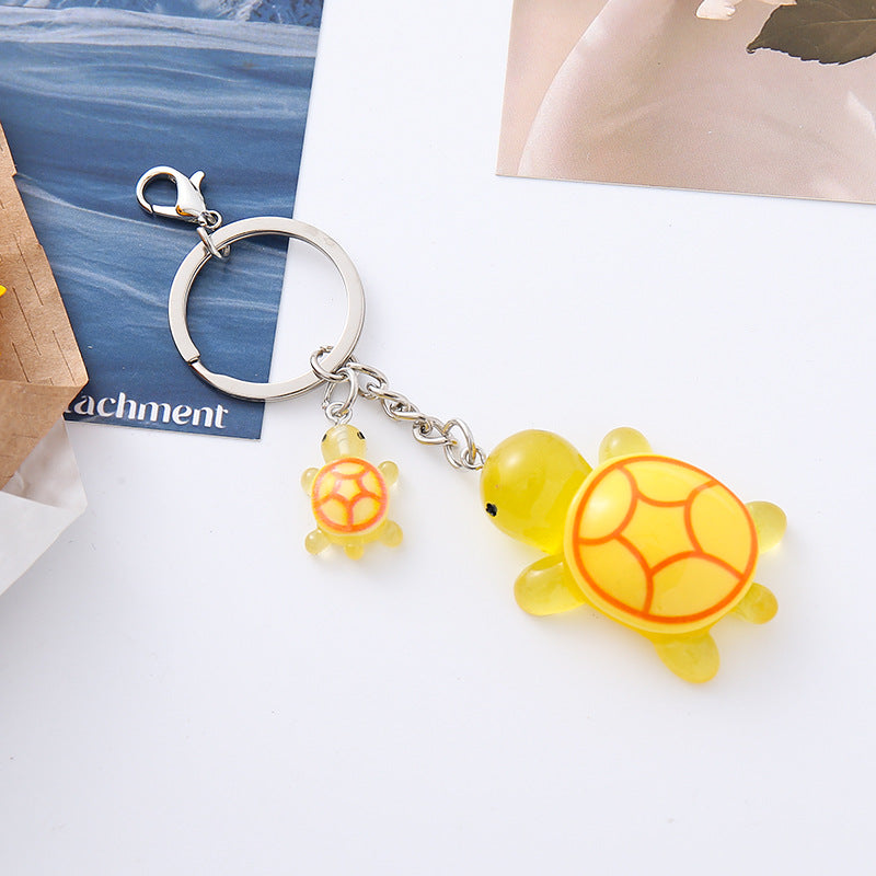 Wholesale Three-dimensional luminous little turtle keychain