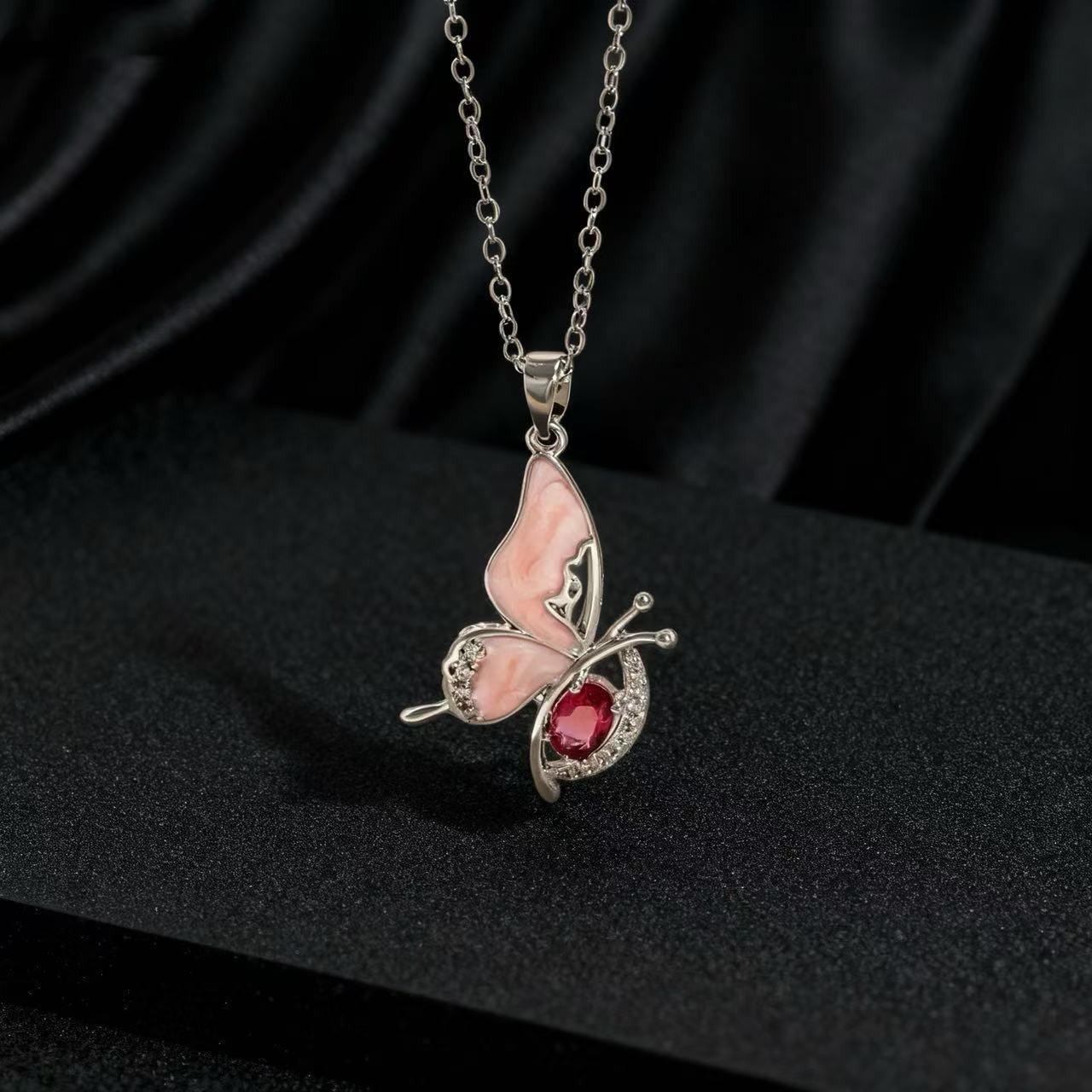 Wholesale Copper Butterfly Choker With Colorful Zircon Pendant Korean Style Trendy Fashion Accessory For Women