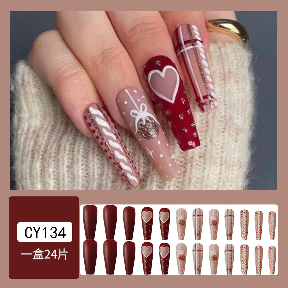 Wholesale 24 Pieces/box Love Bell Christmas Nails Kits Nail Stickers ACC-NS-QXJ025